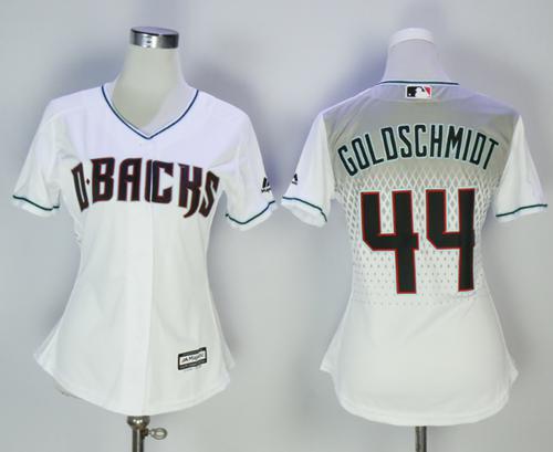Diamondbacks #44 Paul Goldschmidt White Home Women's Stitched MLB Jersey